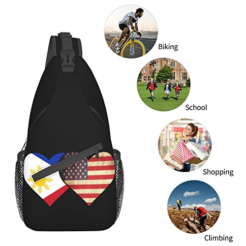 Mochila bandolera unisex con banderas de Filipinas y EE.UU. miniatura 7