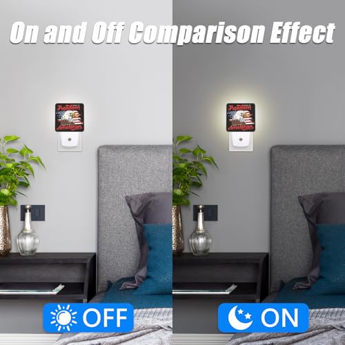 Image of American Flag Eagle Night Light,4th of July Nightlight Plug into Wall,LED Lamp,Suitable for Bedrooms,Kitchens,Toilets,Etc.Auto Sensor Dusk to Dawn,Energy-Saving