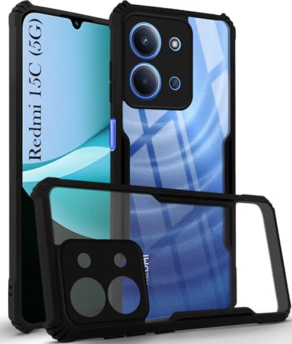 Image of Jkobi Hybrid Back Cover Case for Redmi 15C (Shockproof with Polycarbonate Clear Panel | Professional Black)