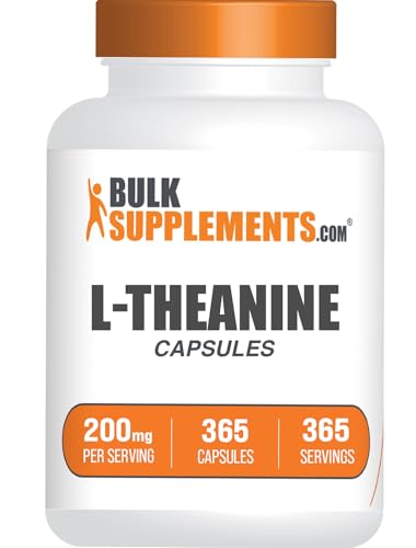 BulkSupplements.com L-Theanine Capsules - L-Theanine Supplement L-Theanine 200mg Theanine Pills - Amino Amino Supplement Gluten Free - 1 Theanine Capsule per Serving 365 Capsules