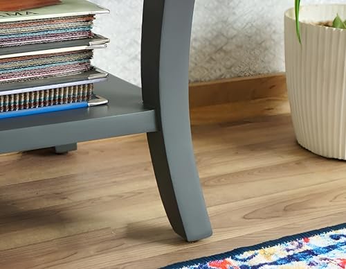 Image of Wooden Console Table with 2 Drawers, Natural Wood Top, Curved Legs, Entryway Sofa Table, Sheesham Wood Study Table with Shelf Storage, 46Lx17Wx30H Inches. (Cool Grey)