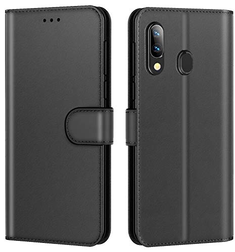 New&Teck Coque Samsung Galaxy A20E Housse Etui Portefeuille Cuir Multifonction, Fermeture Magnétique à Clapet Anti-Choc (Noir)