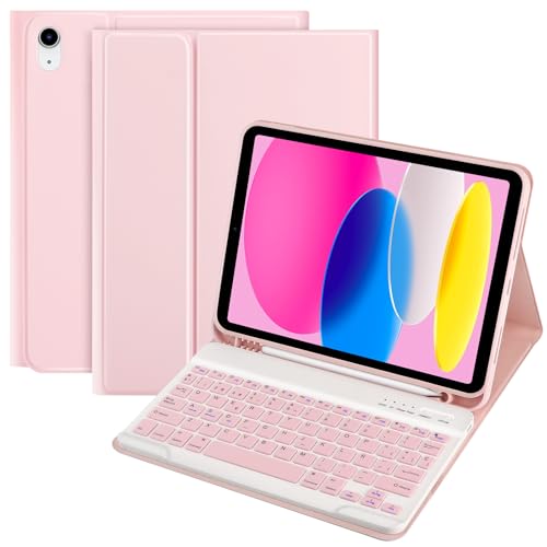 TQQ Capa com teclado para iPad 11ª geração A16, 2025 e 10ª geração 2022, (QWERTY espanhol Ñ) teclado Bluetooth removível para iPad 10/11 geração