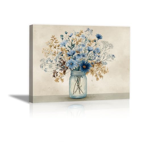 Toile murale decoration fleurs sauvages multicolore 60x80cm salon maison