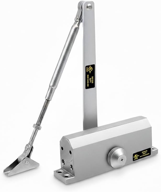 Adjustable Door Closer Size 2–4 | Commercial & Residential Hydraulic Door Closer | CE & UL Certified | Heavy Duty Automatic Door Closer (Silver)