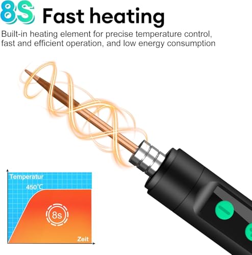 Image of Diymore Cordless Soldering Iron Kit,Soldering Iron 8S Fast Heating 392-842℉,Auto Sleep,3 Precision Soldering Tips Type C interface wireless temperature adjustment Portable Soldering Irons with Stand