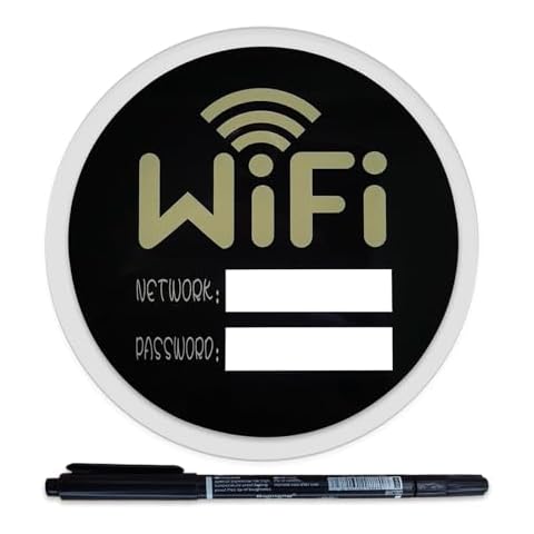 Kacenamo Round WIFI Sign Acrylic Wifi Password Sign for Home with Black Marking Pen, 3.9 Inch Acrylic Wifi Sign for Business, Air bnb Signs for Guests - Self Stick (1 Pack, roud self stick) Cover