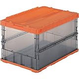トラスコ中山(TRUSCO) 薄型折りたたみコンテナスケル 50Lロックフタ付 オレンジツートン TSK-C50B-ORT 収納ケース 収納ボックス