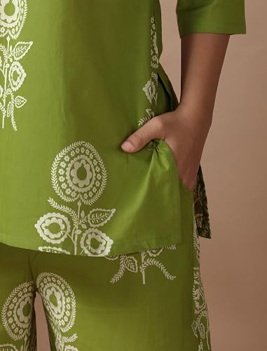 Image of Pinkmint Women's Pure Cotton Co Ord Set l Kurta Sets for Women |Kurta Sets| Printed Kurta with Pant l Stylish Pocket & 3 /4 Sleeve Women Co-ord Set (Avaiable in Plus size)