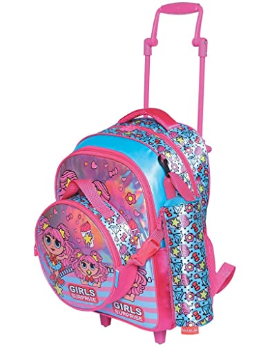 Mochila Bolsa Reforçada Escolar Infantil Menina Girls Surprise Rodinha Costas Holográfica Lancheira