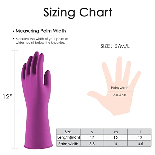 Homidek 3 Pairs Reusable Rubber Gloves For Dishwashing Cleaning,Latex Dish Washing Gloves With Flocked Cotton Liner, Water Resistant Household Gloves For Kitchen Bathroom #TOP1