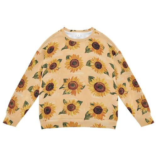 JUNZAN Vintage Sunflowe Peach Kids Girls Pullover Hoodie Crewneck Boys Sweat Shirt Party 4T