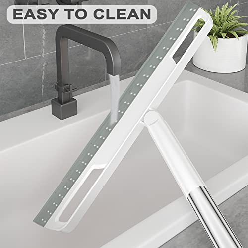 Floor Squeegee Multifunction Magic Broom, 4-in-1 Easily Dry The Floor Surface and Remove Dirt and Hair, pet Hair Remover, Liquid, Glass Wiper, Sweeper Broom for Living Room, Kitchen, Bathroom（Gray）