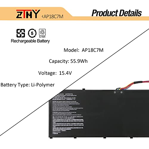 Image of AP18C7M AP18C7K Battery for Acer Swift 3 SF313-52 Spin 5 SP513-54N Swift 5 | SF313-53 SF313-53G SF316-51 5 SF514-54T SF514-54GT SF514-55T SF514-55GT SP513-55N ConceptD 3 CN315-72 CC315-72P 55.9Wh