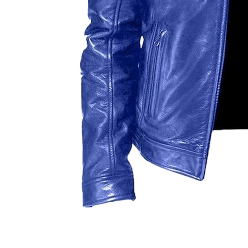 Men's Casual PU Coat Leather Pants Set Motorcycle Two-Piece Leather Jacket Zip Up Bomber Faux Leathers Jacket3