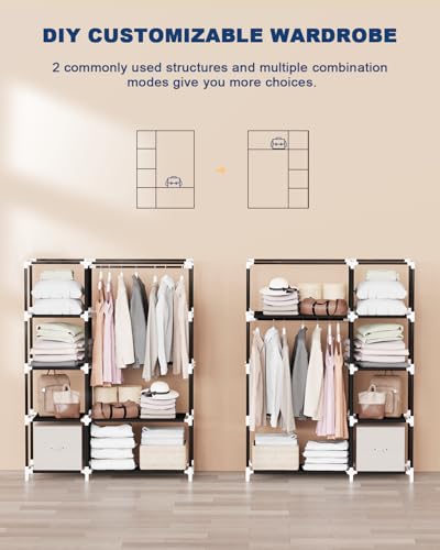 Image of Mavivegue Fabric Wardrobe, 45 x 107 x 161 cm Portable Wardrobe