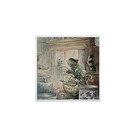 Fantastyczna Ceramiczna Płytka Dekoracyjna 10,8 x 10,8 cm - Kot Tea Party Ilustracja Dziecko Beatrice Potter