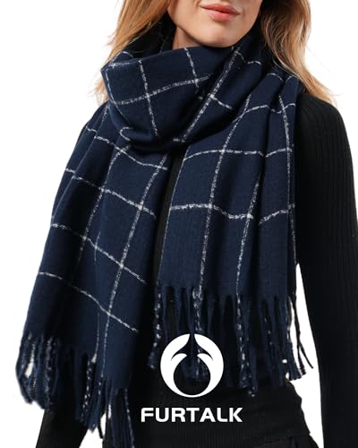 FURTALK Plaid Winter Scarf for Women Soft Cashmere Shawls Wraps Warm Womens Large Chunky Scarves2