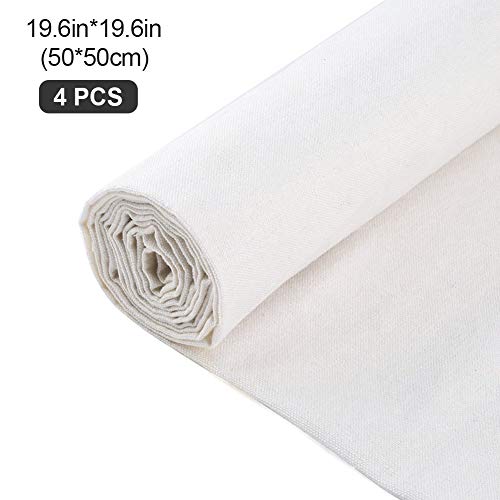 4 Pieces Natural Linen Needlework Fabric,Making Garment Ctaft,20 Inch Linen Fabraic for Upholstery Flower Pot Decoration and Tablecloth,White (4 Pieces)