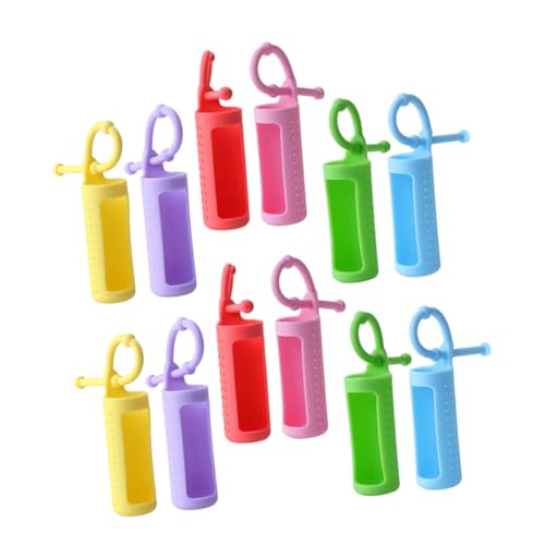 minkissy 12pezzi Custodia in Silicone Per Flacone Copertura Protettiva Per Flacone Di Olio Essenziale Guscio Protettivo Cordino Adatto Per Casa Ufficio e Viaggi