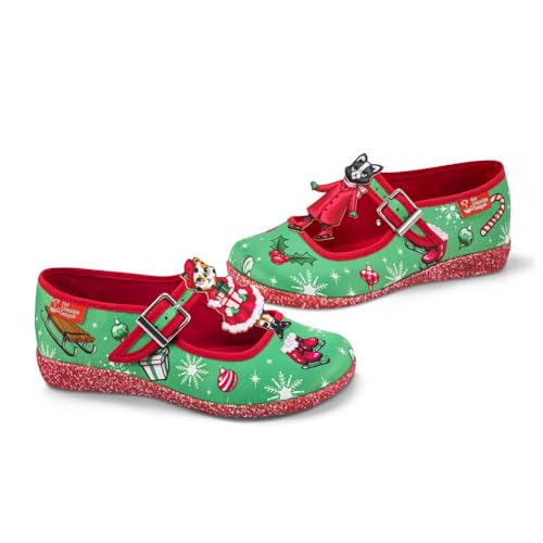 Image of Hot Chocolate Design Chocolaticas Kitty Christmas Women's Mary Jane Flat Multicoloured HCD 42