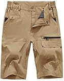 Gopune Men's Stretch Quick Dry Hiking Cargo Shorts Workout Sports Casual Shorts (Khaki,32)