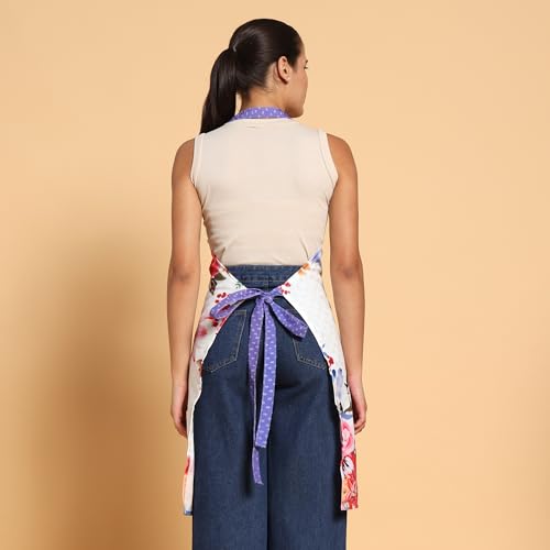 Image of ishro home Premium Apron for Kitchen Cotton | Luxury Kitchen Apron with Large Front Pocket | Adjustable Fit | Stain-Resistant, Machine Washable |