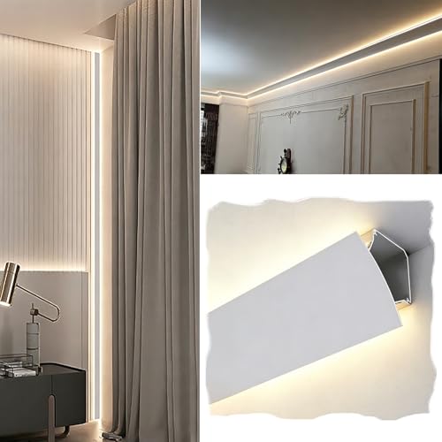 Kit de iluminación LED para techo con canal difusor de luz indirecta en salones y dormitorios