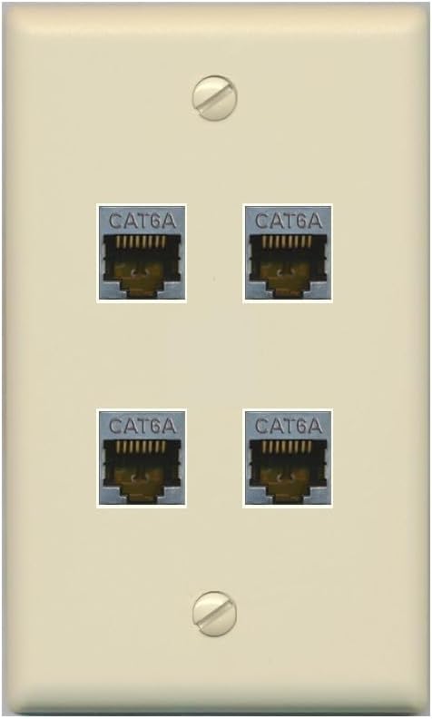 RiteAV - 4 Port Cat6A Ethernet Wall Plate - Flat Style [Stainless Steel]