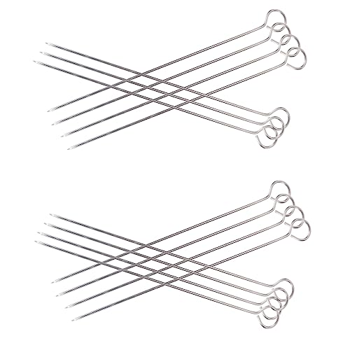 HEMOTON 30 Piezas señal de barbacoa brochetas de aves de corral parilla pinchos de acero palos Brochetas a la parrilla brochetas de barbacoa para asar a la parrilla Acero inoxidable Plata