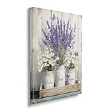 IBTKQSM Lavender Canvas Wall Art Rustic Country Poster Floral Flower Lavender Pictures Painting Modern Prints Artwork for Bathroom Living Room Home Wall Decor 16"x20"