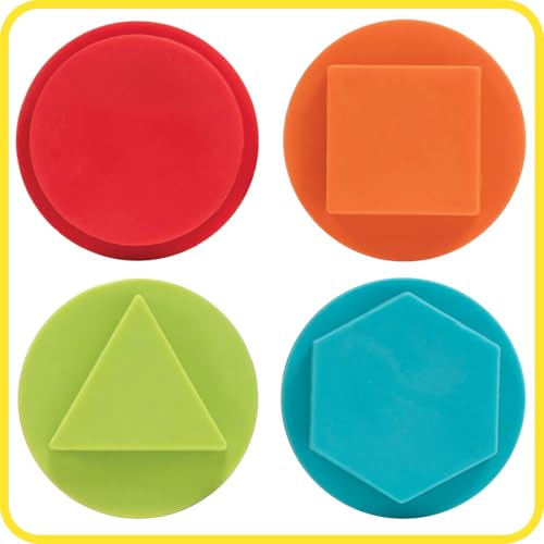 READY 2 LEARN Triangle Grip Stampers - Geometric - Set of 4 - Ages 2+ - Easy to Hold Paint and Dough Stampers for Kids - Thumbnail 2