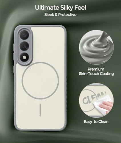 Image of VONZEE Matte Magnetic Case Compatible for OnePlus Nord 5 5G Wireless Charging Shockproof Anti-Scratch TPU PC Slim Fit Full Protection Phone Cover for OnePlus Nord 5 5G-Grey