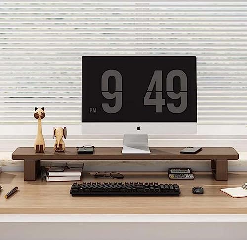 Monitorstativ vintage valnöt höjare för PC bärbar dator skärm, 12 cm höjd ergonomisk komfort monitorstativ hållare för kontor hem arbete, skrivbordsarrangör