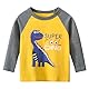 SUPFANS Langarmshirts für Kleinkinder, Jungen, 100 % Baumwolle, Dinosaurier, Bagger, Polizeiauto-T-Shirts, 3er-Pack, Set C, 5 Jahre