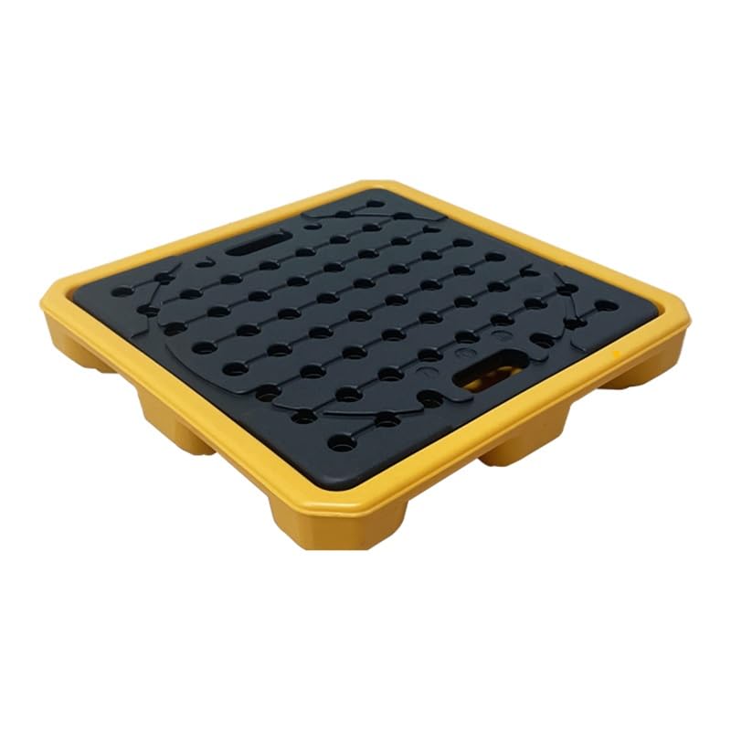 Plataforma Modular De Contención De Derrames Para 1/2 Bidón, Bandeja De Sumidero Apilable Con Drenaje, Bandeja De Seguridad Industrial Y Rejilla Desmontable, Amarilla, 61,Yellow-1pcs-68x68x10cm