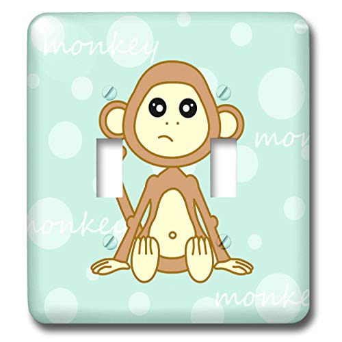 Double interrupteur motif bébé singe imprimé multicolore haute définition