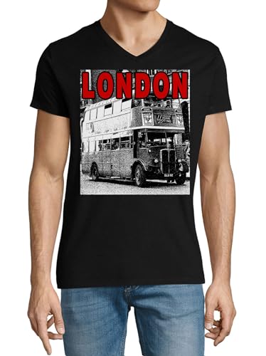 T-shirt London Red Bus en coton noir pour un look urbain décontracté