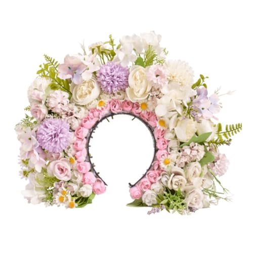 Coiffe florale réaliste pour mariée avec fleurs blanches et feuillage bohème