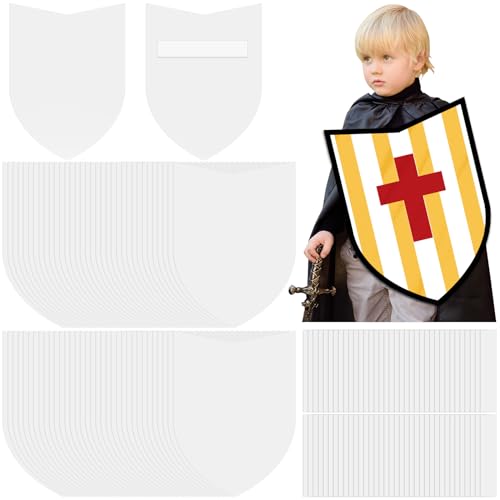 ReliThick 36 Pcs Blank Paper Shields for Kids DIY Cardboard