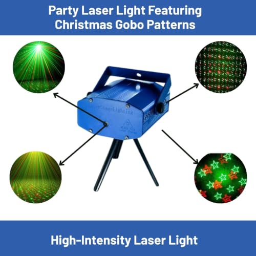 Image of One94Store Christmas Laser Light Projector | Red & Green LED Laser with 12 Designs | Moving Pattern Projector with Tripod Stand, USB Cable & Adapter | for Home, Party & Festival Decoration