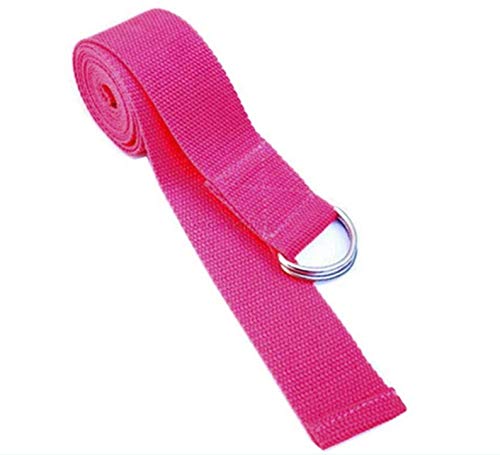 183 cm Adjustable Yoga Stretch Strap D-Ring Belt Fitness Exercise Gym Rope Figure Waist Leg Resistance Fitness Bands Cotton - Rose Red
