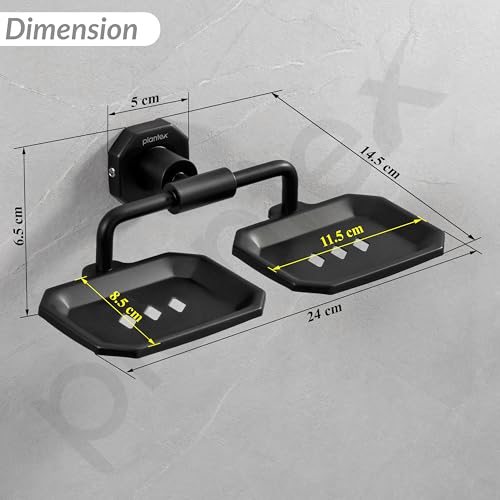 Image of Plantex 304 Grade Stainless Steel Soap Holder for Bathroom /Double Soap Dish /Soap Stand for Kitchen Sink /Bathroom Accessories- Nipron (Black)