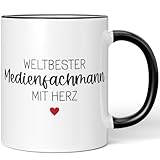 JUNIWORDS Tasse, Weltbester Medienfachmann, Schwarz (6689731)