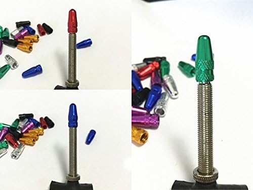 ISUSSER 24 Pcs French Style Valve Cap, Multi-Color Anodized Machined Aluminum Alloy Bike Tire Valve Caps Dust Covers.