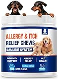 Dog Allergy Chews - Itching Skin Relief - 180 Chews Natural Dog Allergy Relief Treatment for Paw Licking, Anti-Itch, Dry Skin, Hot Spots, Allergies & Immune Support Supplement