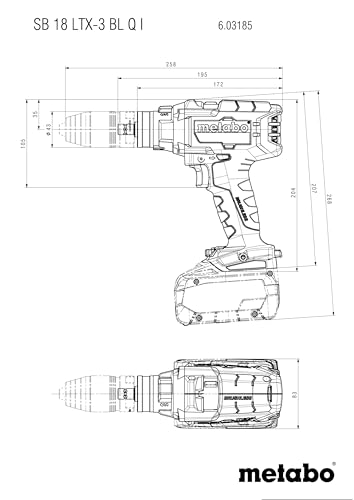 Perceuse visseuse à percussion sans fil à 3 vitesses Metabo SB 18 LTX 3 BL Q I - vue 3