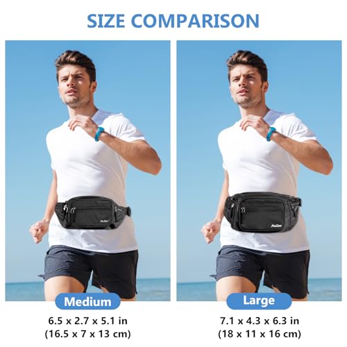 ProCase Bauchtasche Gürteltasche Wasserdicht Hüfttasche für Herren und Damen Klein Nylon Fanny Pack mit 6 Reißverschlusstaschen für Outdoor Reisen Sport Wandern Joggen Hundespaziergänge