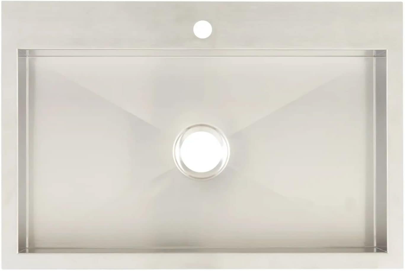 Signature Hardware 447778 Sitka 33" Drop In or Undermount Single Basin Stainless Steel Single Hole Kitchen Sink - Stainless Steel