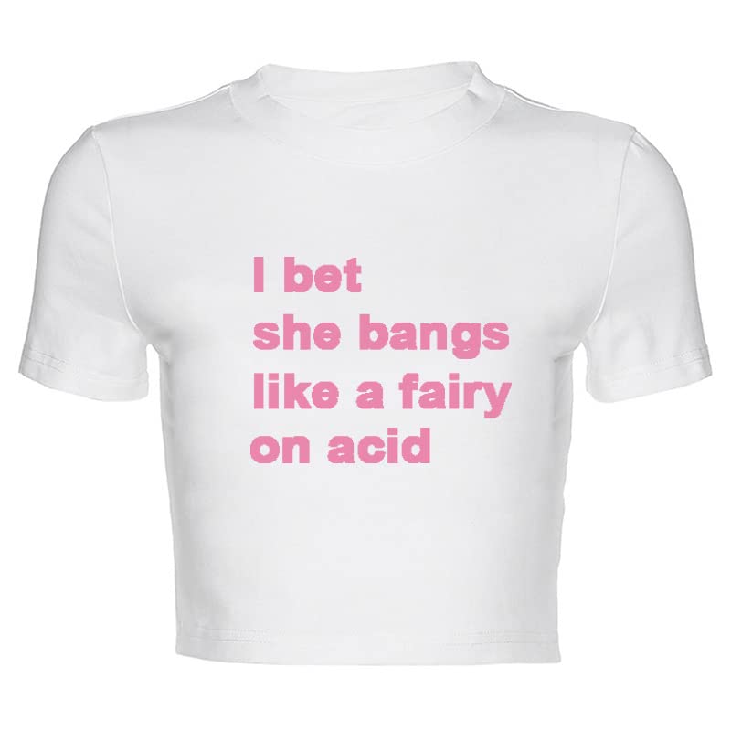 Baby Tees for Women Y2k Funny Graphic Short Sleeve Grunge 90s Teens Summer T-Shirts